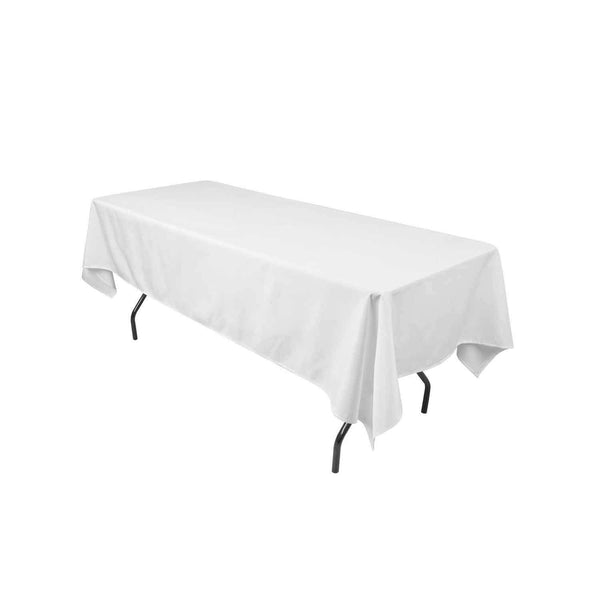 White 60" Rectangular Tablecloth Polyester Rectangular Cloth Table Covers for All Events