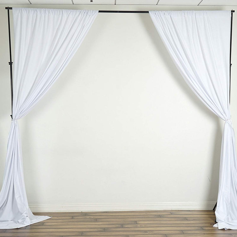 5 Feet x 10 Feet - White - Polyester Poplin Backdrop Drape Curtains, Photography Event Decor 1 Pair