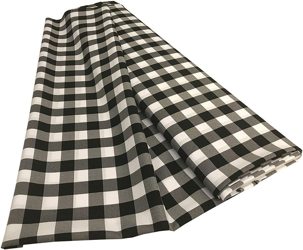 Checkered Poplin - Black and White - Polyester Poplin Flat Fold Solid Color 60" Fabric Bolt By Yard