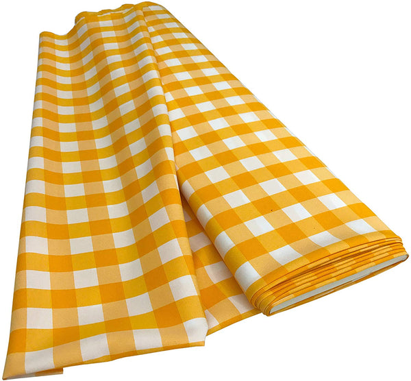 Checkered Poplin - Yellow - Polyester Poplin Flat Fold Solid Color 60" Fabric Bolt By Yard