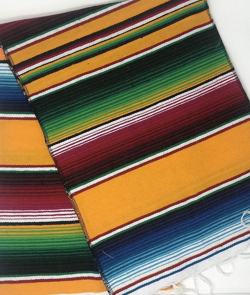 Mexican Sarape - Yellow - Table Runner 14" Wide by 84" Long Table Runner/Fiesta Table Runner